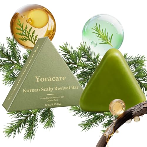 yoracare Korean Scalp Revival Bar Rosemary Triangle Regrowth Shampoo Bar Deep Hydrating Scalp Strengthening & Thinning Hair Gentle Hydrating Solid Shampoo