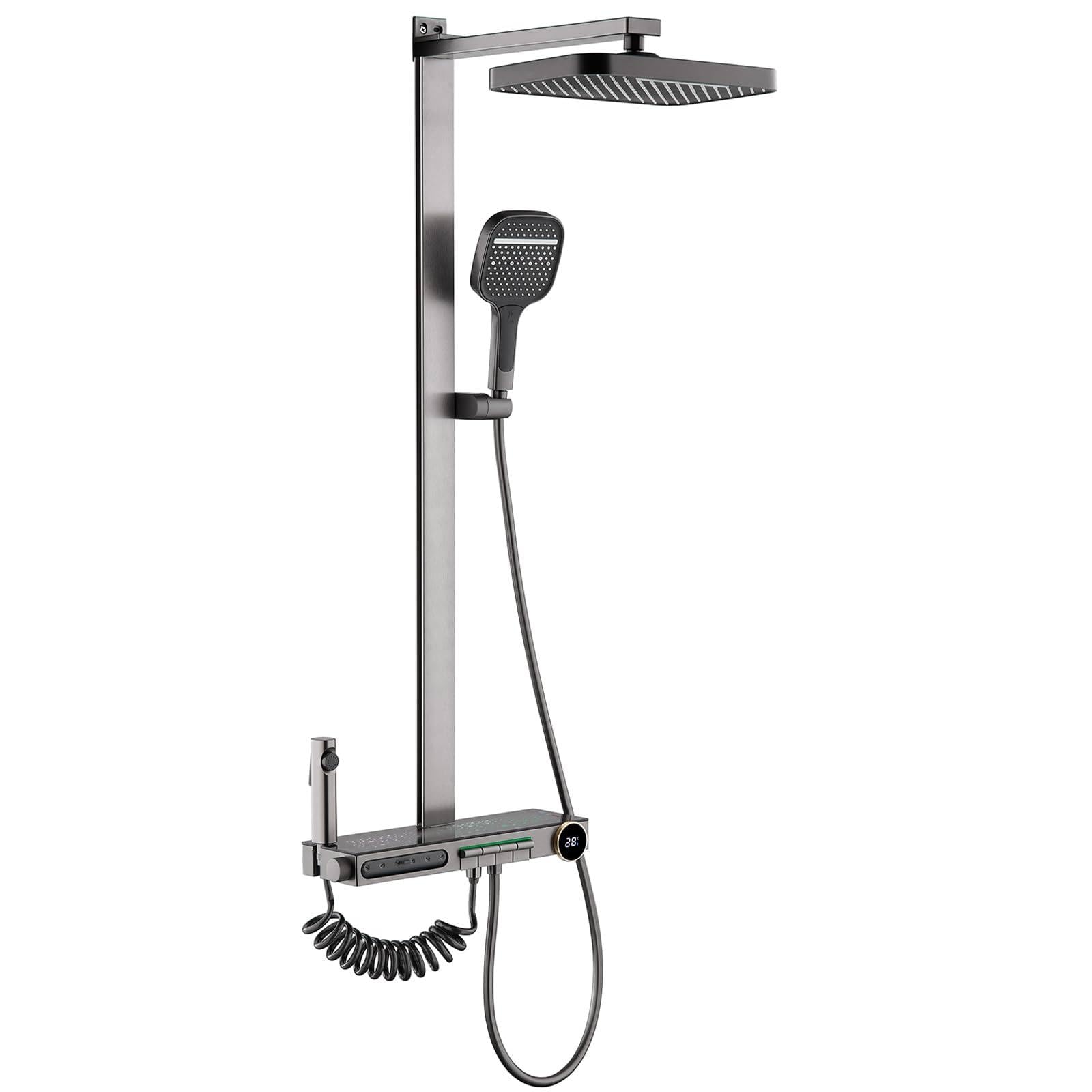 Système de douche thermostatique en laiton massif avec jets spa et ciel de pluie LED