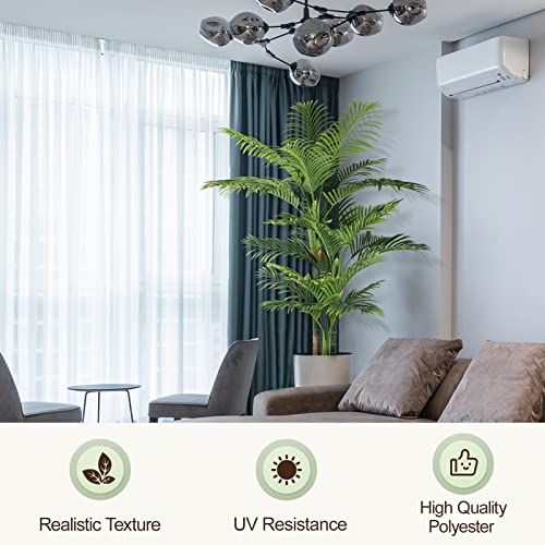 Image of 6ft Tall Triple Golden Cane Palm Artificial Tree Large Tropical Palm Tree UV Resistant Fake Plant in Pot for Indoor Outdoor Big House Living Room Outside Patio Office Home Decor (Set of 2)