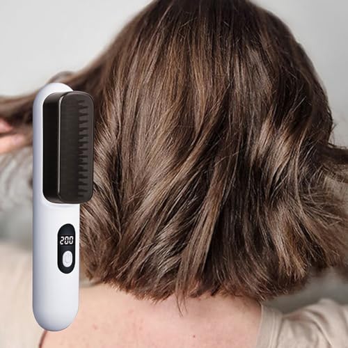 Plancha para el cabello con cepillo estilizador, bloquea la humedad y reduce el frizz, con ajuste de temperatura de 3 velocidades, ideal para viajes y regalos miniatura 3