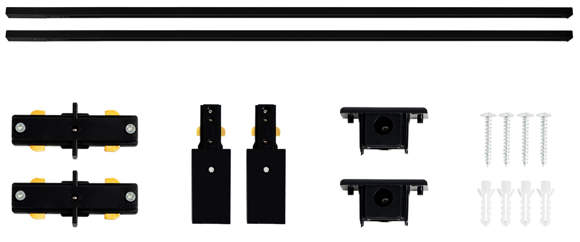VANoopee H Track Lghting Rails 8FT H Type Track Light Rails Black H Track Rail Kit, End Caps & Live End Feed Connector Included, Compatible with Single Circuit 120V H Style Track System & Track Heads