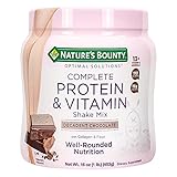 Nature's Bounty Complete Protein & Vitamin Shake Mix with Collagen & Fiber, Contains Vitamin C for Immune Health, Decadent Chocolate Flavored, 1 lb