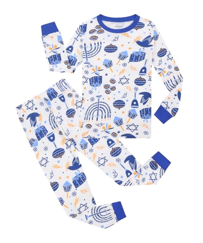 Joyond Kids Hanukkah Pajamas Boys Girls Hanukkah Pjs Holiday Outfits 100% Cotton Sleepwear Size 12 Years