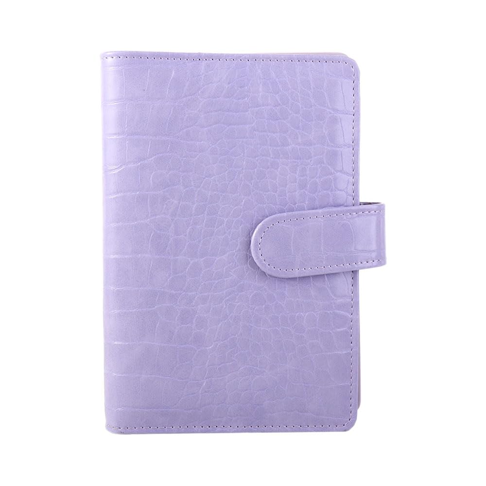 A6 Notebook Cover,Crocodile Pattern Notebook Cover 6 Rings Folders for Planner Organizer,PU Leather Diary Agenda Planner Paper Cover(Purple)