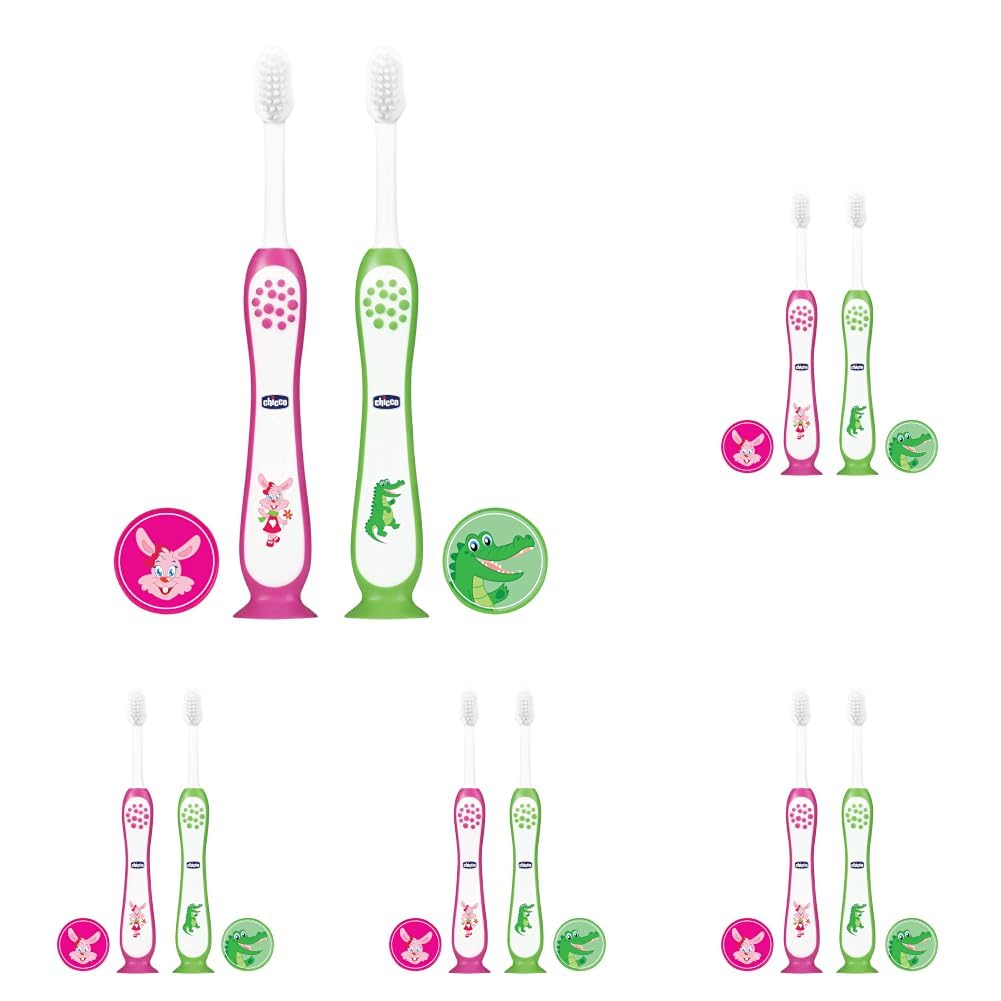 Chicco Toothbrush Set Pink + Green 3Y-8Y (Pack of 5)-image-9