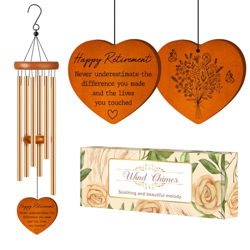 Retirement Gifts for Women Happy Retirement Wind Chime 2026 Best Retirement Gifts for Women Men Happy Retirement for Men Friends Teachers Nurse Going Away Gift Retirement Decorations