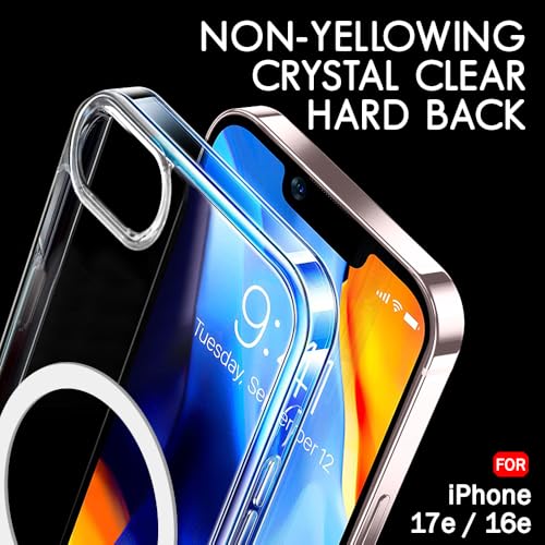 Image of TheGiftKart for iPhone 16e / iPhone 17e Case, Crystal Clear Hard Back Cover Compatible with MagSafe, Ultra-Hybrid Shockproof Back Cover Case with Camera & Screen Protection (PC & TPU, Transparent)