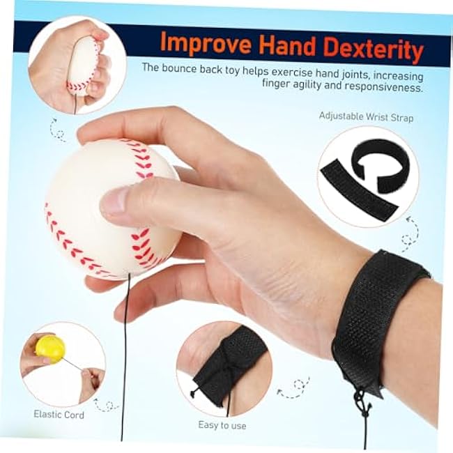 YARNOW 4 Pcs Wrist Rebound Balls Elastic Wrist Ball for Hand Exercise Finger Agility Portable Bounce Back for Home Office Travel