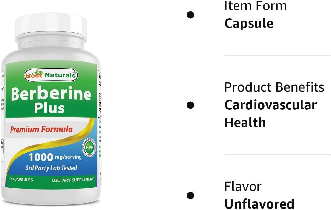Best Naturals Berberine Plus 1000mg & Quercetin with Bromelain