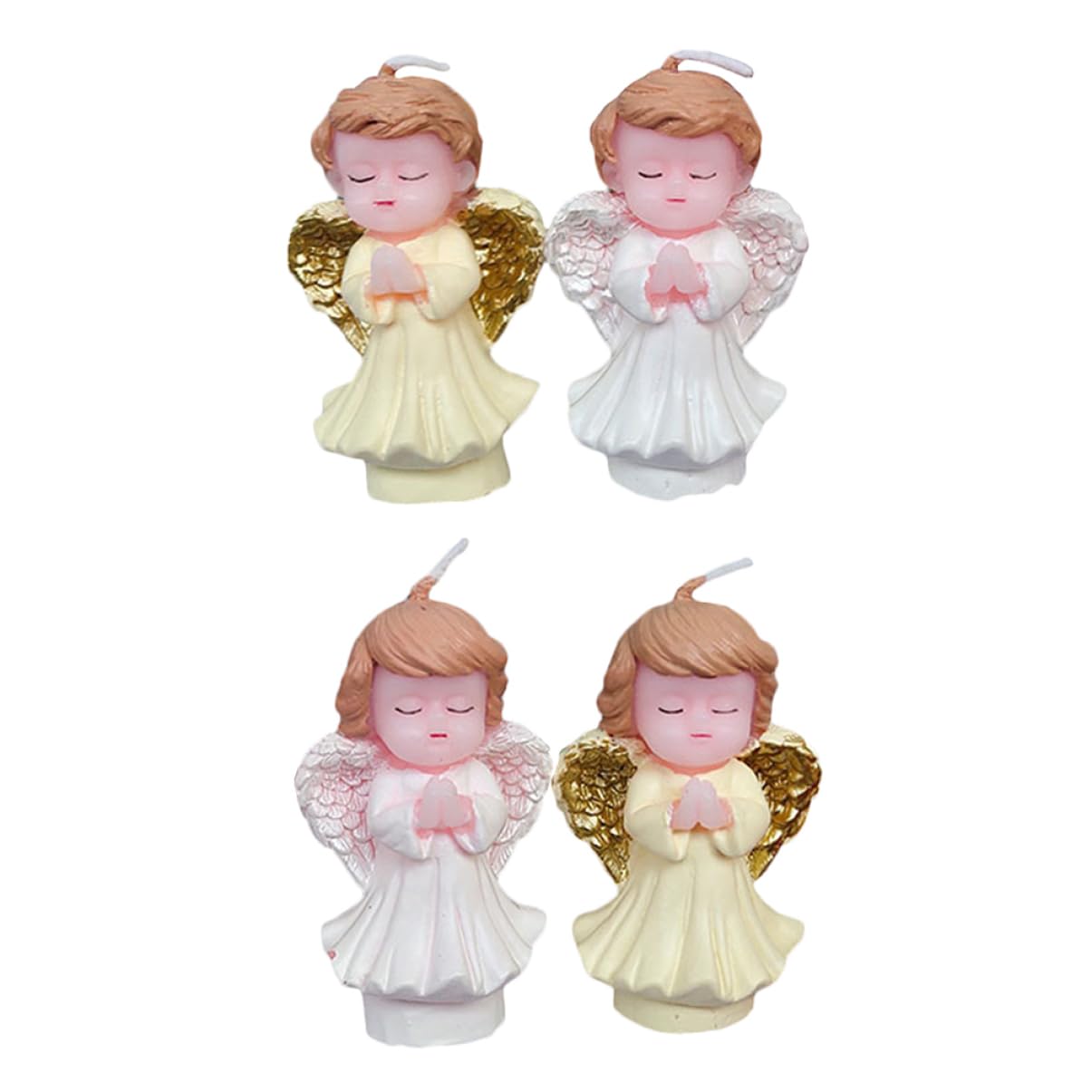 Gatuida 4 Velas de Ángel para Decoración Creativa y Divertida para Tartas de Cumpleaños Infantiles Hechas de Parafina en Fiestas y Postres
