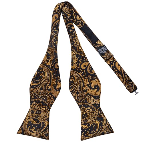 Image of Dubulle Self Tie Bow Ties and Lapel Pin for Men Paisley Solid Mens Bowtie and Handkerchief Cufflinks Set Wedding