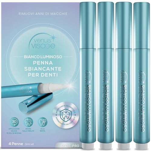 Penna Sbiancante Denti Professionale Pro Series (4 Penne) Gel per Sbiancamento Denti Approvato dai Dentisti – Trattamento Antimacchie Professionale – Denti Bianchi e Senza Macchie in Una Notte