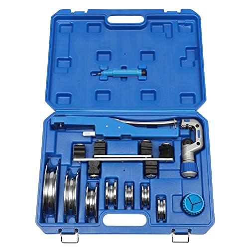 Curvatrice tubo multistrato manuale, piegatrice tubo di rame fino a 90°, piegatrici tubi a cricchetto 7 matrici strumento piegatura 6-22mm 1/4-7/8, per tubi in rame alluminio e acciaio con custodia