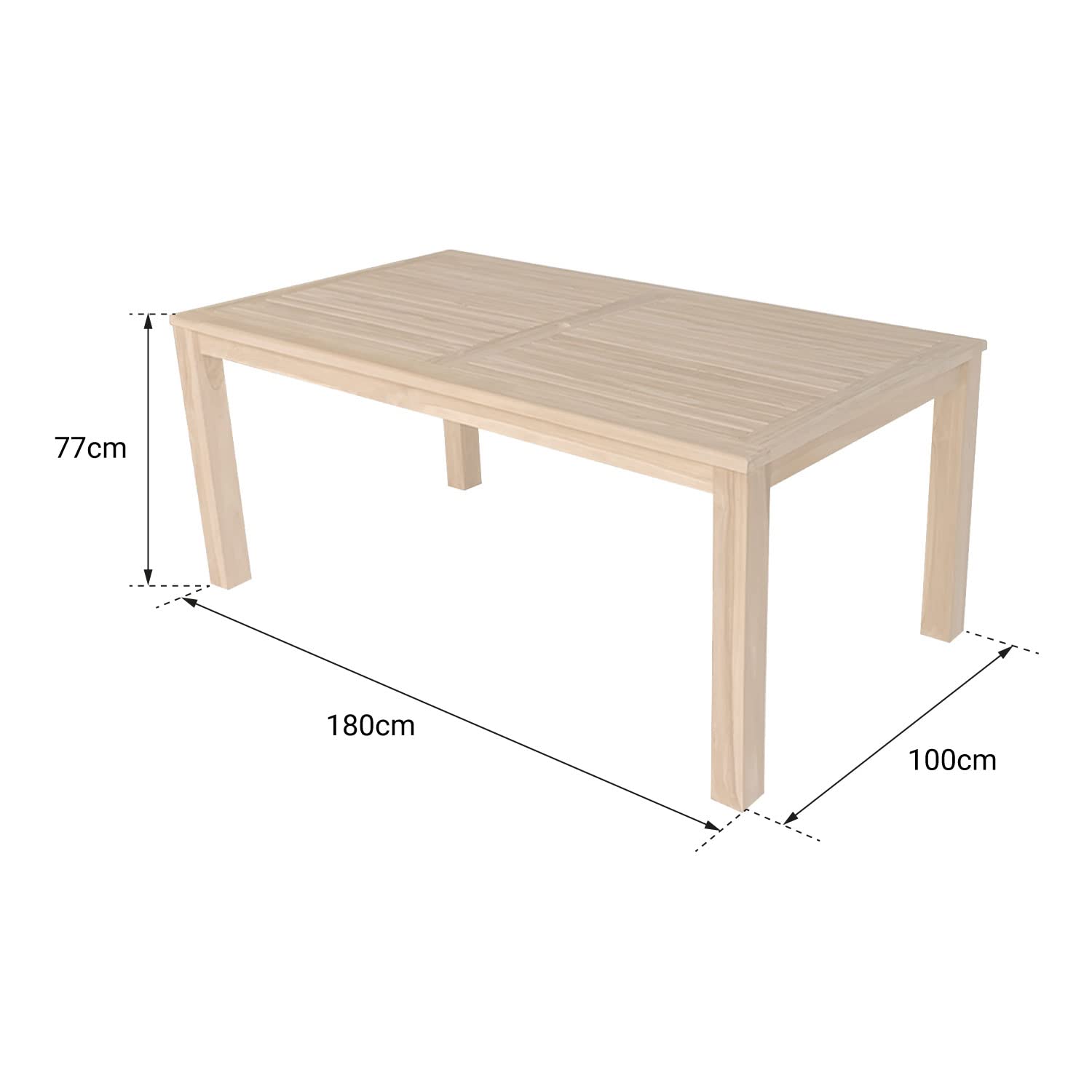 Table de Jardin rectangulaire 180 cm Teck Java 6 Places