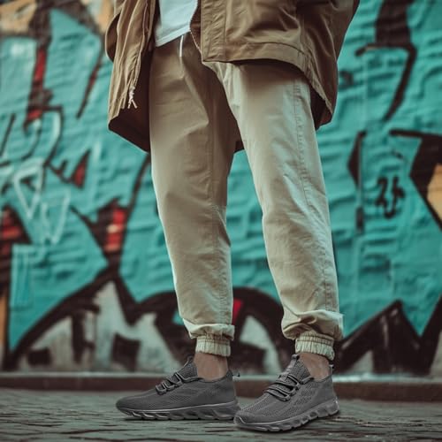 Image of WCIDFY Mens Running Shoes Mesh Breathable Tennis Shoes Lightweight Walking Sneakers Comfortable for Gym