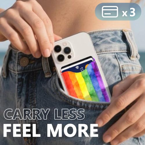 Image of Pride Stripe Magnetic Wallet for Magsafe Compatible with iPhone 17 /16 /15 /14 /13 /12 Series Pro Max Plus Air (Phone Magnet Card Holder Fit 3 Cards for Women Girl Lether Mag Safe Wallets Rainbow)