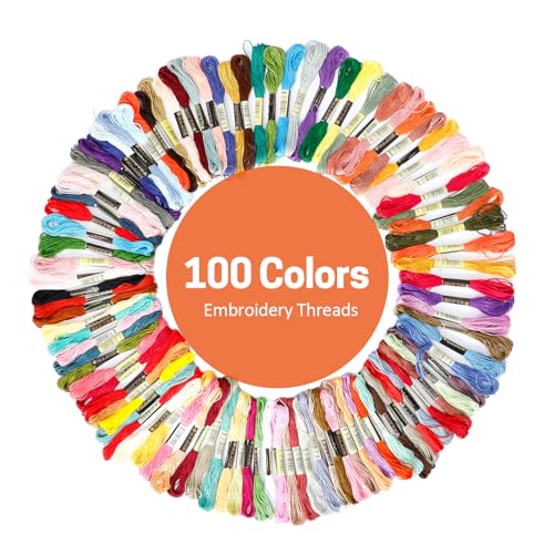 Image of BERYA 157 Pieces Cross Stitch Tools, Embroidery Starter Kit Including 100 Colors Threads, 5 Embroidery Hoops, 3 Pcs Cloth, Threading Tools and More, Hand Embroidery Floss Set for Adults and Beginners