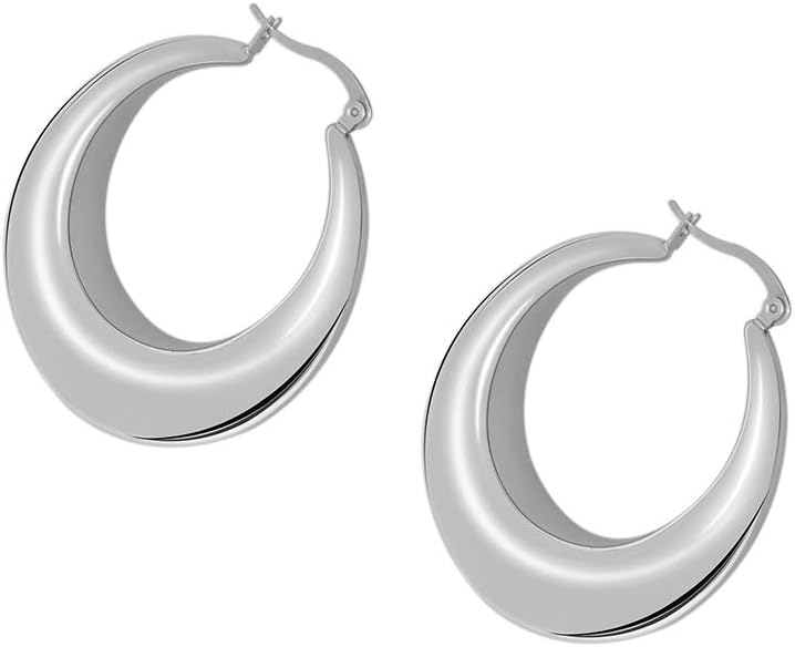 Edforce Stainless Steel Chunky Large Thick Rounded Tube Hoop Earrings - Image 2