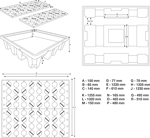 BGS 70050 | Öl-Auffangwanne | mit Gitterrost | für 4 x 200 l Fässer