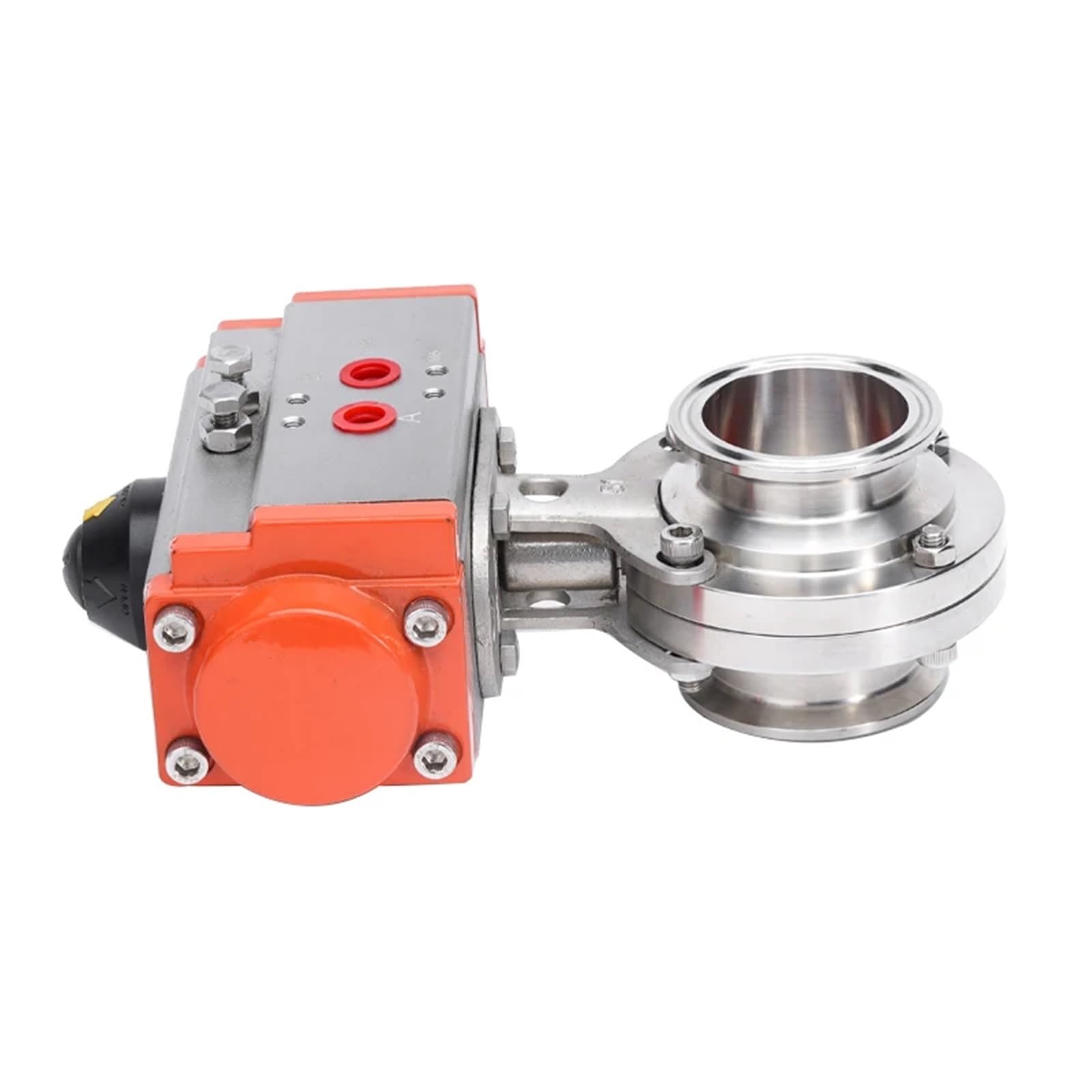 Válvula de mariposa sanitaria Tri Clamp de 1,5" y 2" - Acero inoxidable 304/316L, diámetro exterior de 19-51 mm, con actuador neumático for elaboración casera de cerveza y procesamiento de alimentos(O