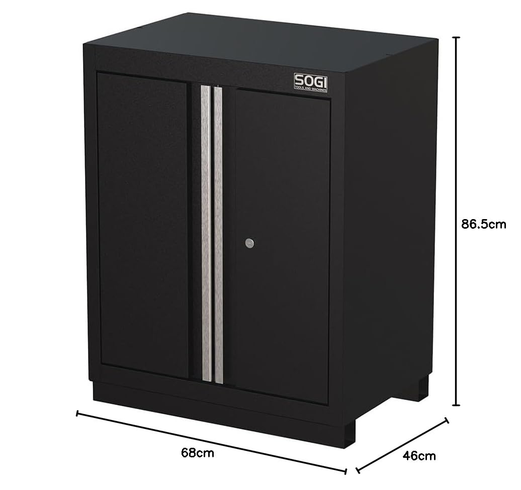 Sogi ARR-M-AB-2A Armadietto in lamiera per arredo officina - 2 ante - 2 ripiani - 680x460x865 mm