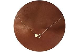Turandoss Dainty Gold Heart Initial Necklace