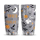 64HYDRO 20oz Trick Or Treat Halloween Funny Witch Boo Ghost Pumpkin Tumbler Cup with Lid, Double...