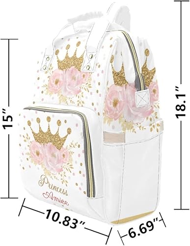 Miniatura 6 de Princesa Crown - Bolsa de pañales personalizada con diseño floral, mochila multifunción para pañales de viaje, unisex, Opción 10, Mochilas Daypack