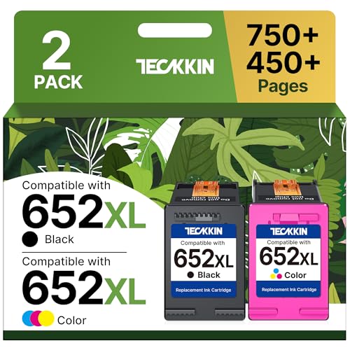 652 Black Ink Cartridge Tri-Color Replacement for HP 652XL 652 Black Ink Cartridge for 652 XL 652 Ink Advantage Color Compatible for HP DeskJet 3787 3789 3790 3835 4535 3775 5075 5275 Printers 2 Pack