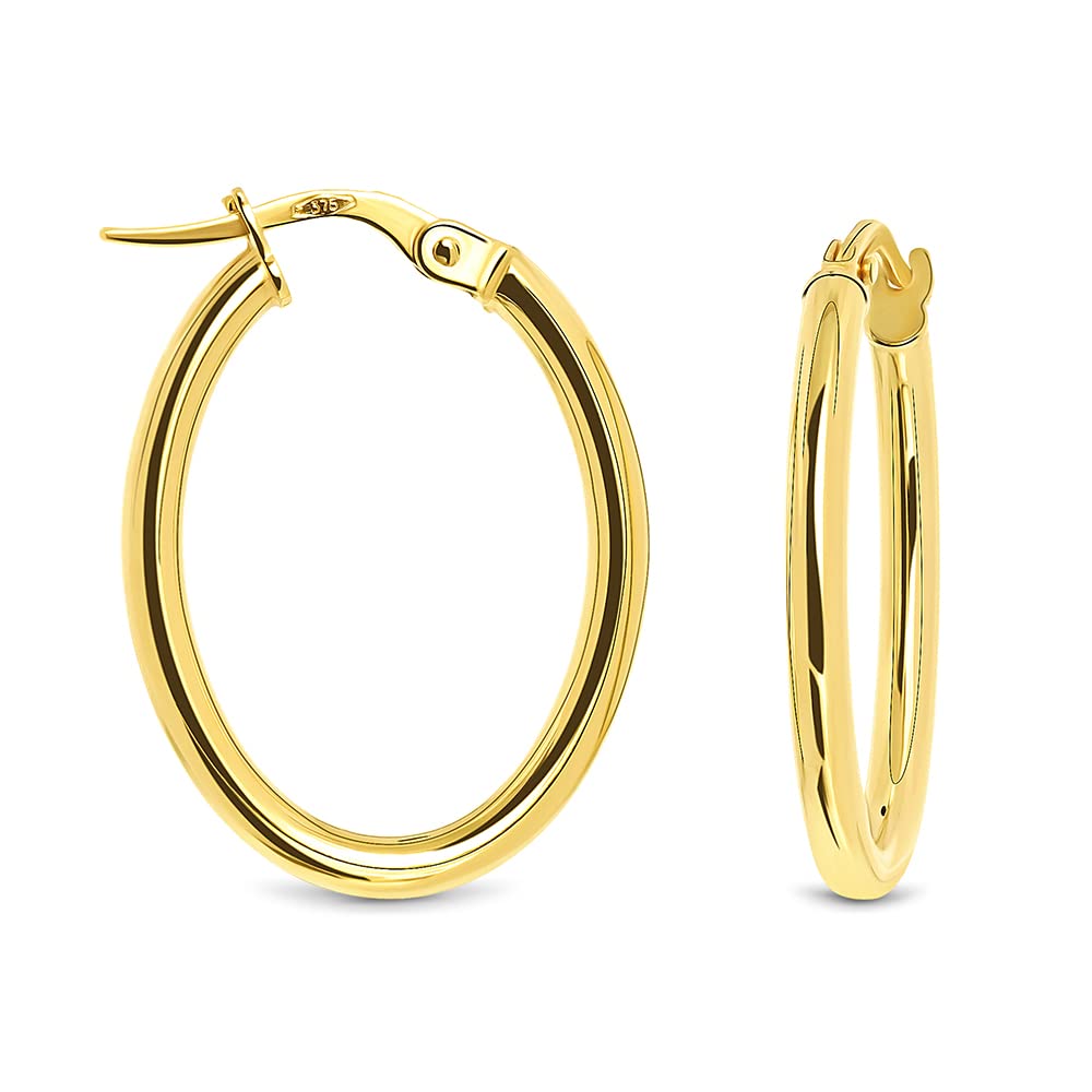 MIOREpendientes redondos de aro en brillo de oro amarillo/oro blanco 14 kt 585 Ø 24 mm
