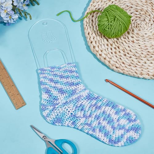 Image of BENECREAT 2Pcs Acrylic Sock Blockers, Clear Knitting Sock Ruler Stocking Blockers Socking Stretchers for Handmade Knitting & Crochet Stocking Knitters, 3mm Thick