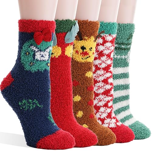 Image of ProEtrade Fuzzy Socks for Women Teen Girls Fluffy Christmas Cozy Slipper Cabin Soft Winter Warm Fleece Socks