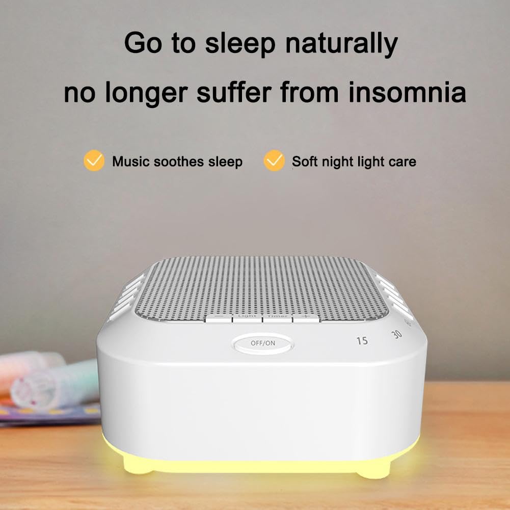 Ora Sound Machine Solfeggio Frecuencias, máquina de sonido de ruido blanco, ayuda portátil para dormir de ruido blanco con 28 sonidos relajantes, 3 modos de temporizador, recargable por USB para