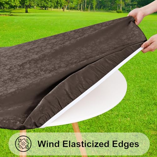 Image of Smiry Waterproof Heavy Duty Vinyl Fitted Tablecloth for 57 inch-68 inch Round Table