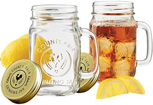 Mason Jar - Juego de 2 vasos de 500 ml, con tapa con anillo de goma, para conservas, herméticos y resistentes al agua