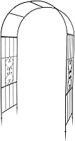 Vista 9 de Outvita - Arco de jardín de 7 pies con puerta de entrada, enrejado de metal resistente, marco decorativo con estacas de tierra para ceremonia