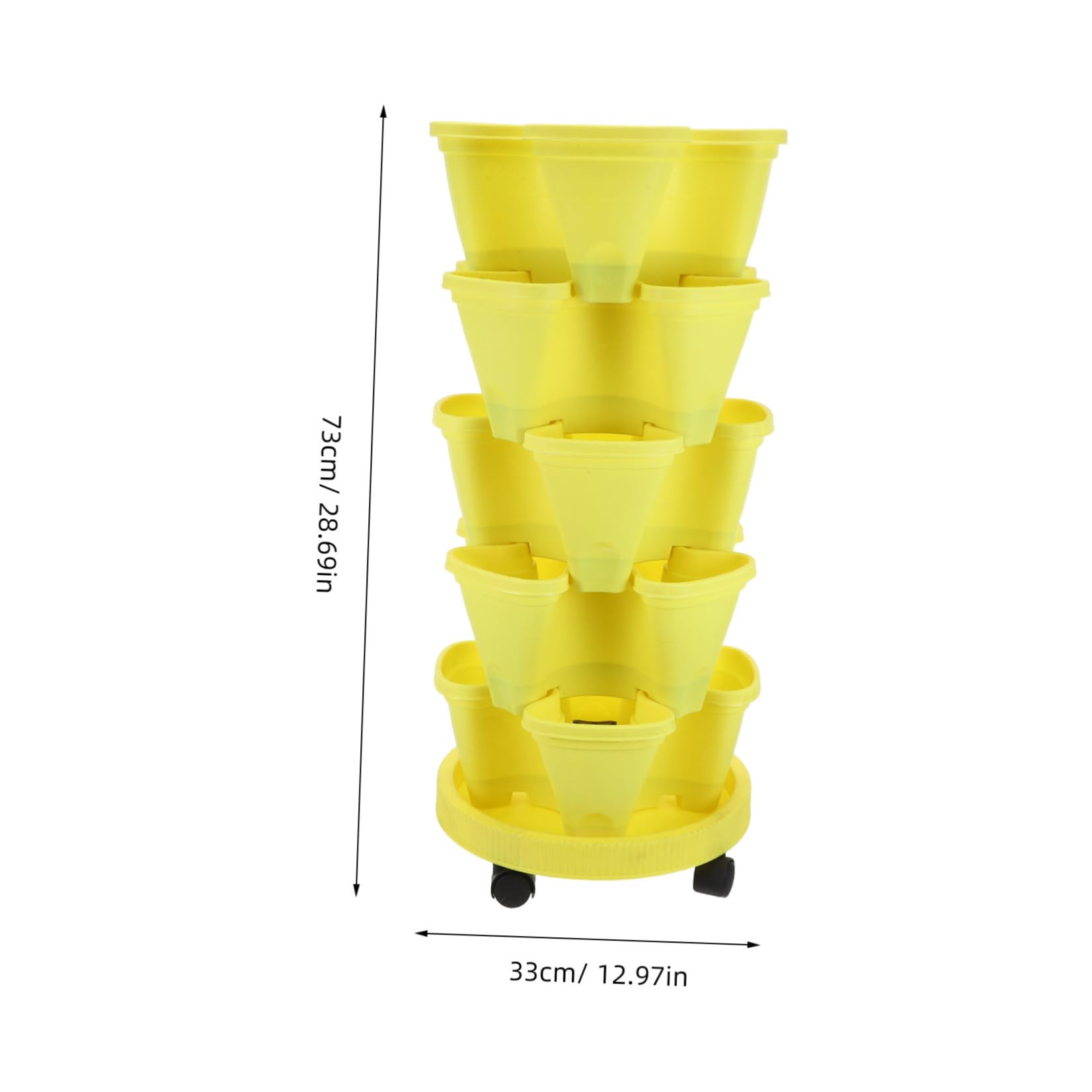 Jardinière à Fraises Tour de Jardinière Verticale à Fraises en Abs Multi-Couche Empilable Jaune pour Herbes Intérieur Cuisine