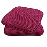 Trisens Komfortable & praktische Gel-Kissen 40x40 - Stuhlkissen mit modernem Memory-Schaumstoff - gepolsterte Sitzkissen Out- und Indoor Gartenkissen Stuhlauflage rutschfest, Farbe:Rot, Set:2er