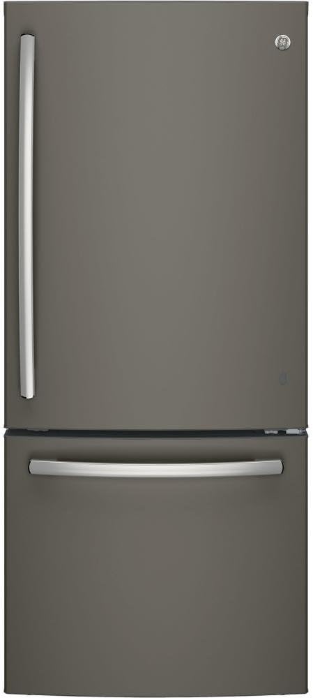 GE GDE21EMKES Bottom Freezer Refrigerator, Solid Black on Fridge.com