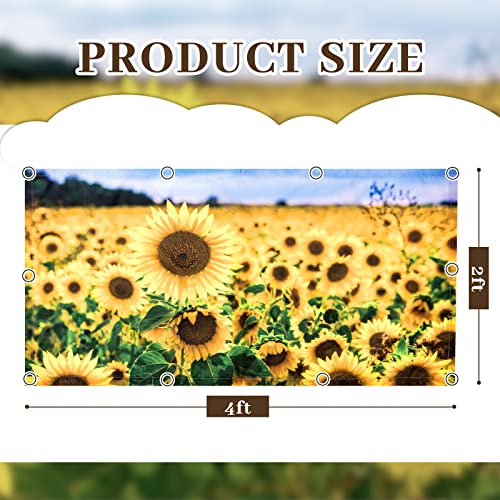 Image of Hortsun 4 Pack 4 x 2 Feet Fluorescent Light Covers, Magnetic Light Filters for Classroom Ceiling, Decorative Lights Shade for Office Home Hospital(Sunflower)