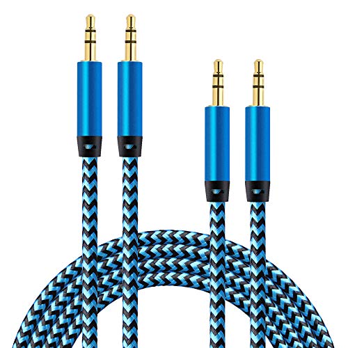 Ailkin 2Pack 3.5mm Auxiliary Audio Cables, Nylon Braided Male to Male AUX Cord