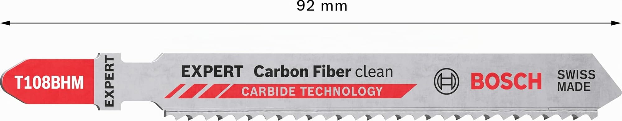 Bosch 3x Expert ‘Carbon Fiber Clean’ T 108 BHM Stichsägeblatt (für Faserkunststoffe GFK, CFK, Länge 92 mm, Professional Zubehör Stichsäge)