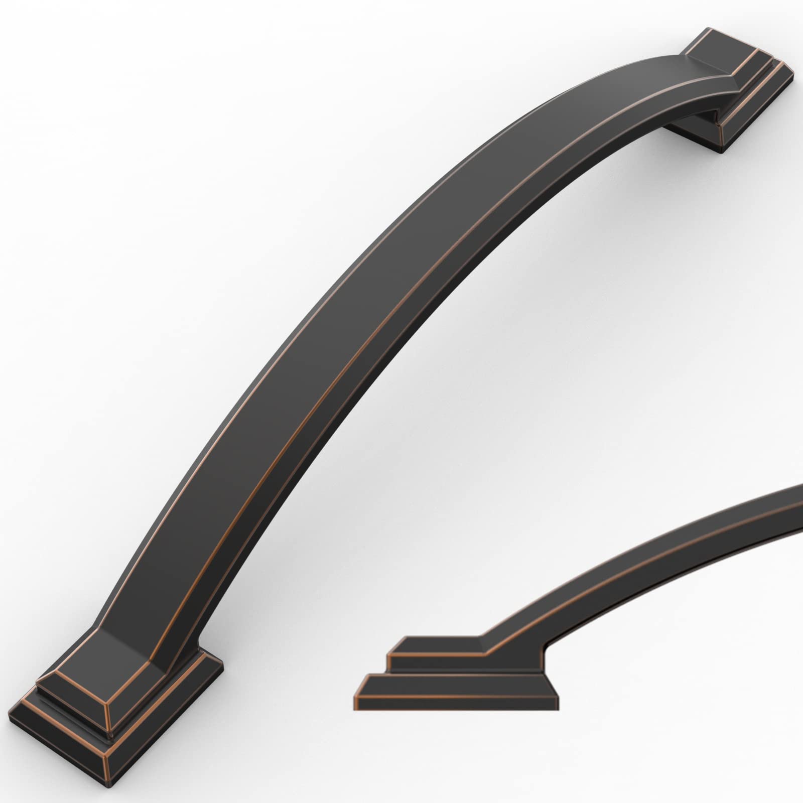 Amerdeco 10 Pack Oil Rubbed Bronze Cabinet Pulls 5 Inch(128mm) Hole Centers, Handles for Kitchen Cabinet Hardware, Arch Cabinet Handles for Bathroom Dresser Drawer Handles ZH0016…