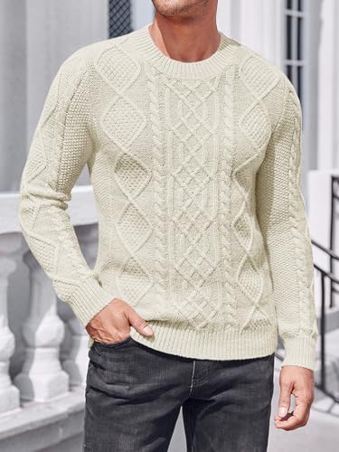 NIUBIA Men's Slim Fit Crewneck Pullover Sweater Winter Casual Chunky Cable Knit Comfort Heavy Long Sleeve Sweaters2