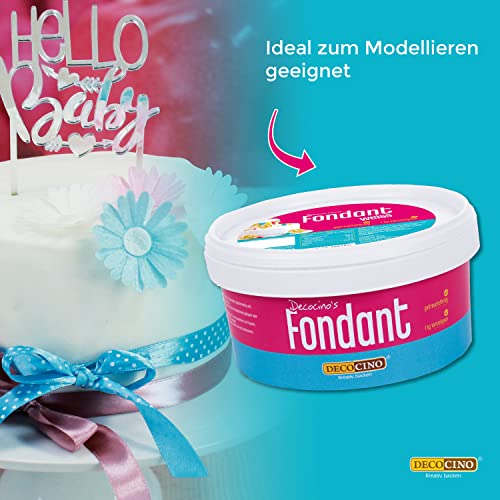 DECOCINO Fondant weiß – 1 Kilo Vorteilspack – ideal zum Verzieren von Kuchen, Torten, Cakepops – palmölfrei & vegan - Image 5