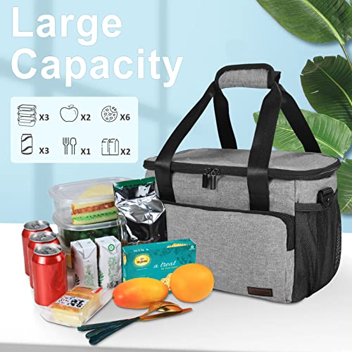Gloppie Lunch Box Insulated Lunch Bag For Men Lunchbox For Work Lunch Cooler Bag Thermal Lunchbag Reusable Lunch Bags Lunch Pail, Grey #TOP1