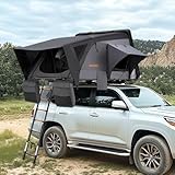 Sanhima Rooftop Tent Hard Shell - Jervis Overland Aluminium ABS Roof Top Tent w/Stargaze Window & LED Strip Light for Car SUV Truck Camping, 2-3 People (Gray)