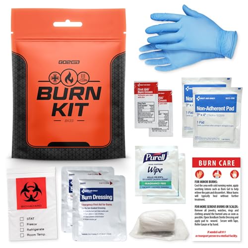 Go2Kits Advanced Burn Kit Comprehensive Burn First Aid Kit with Dressings Burn Cream & Gauze Portable First Aid Kit for Home Office Car & Travel 1-Pack (BK33)