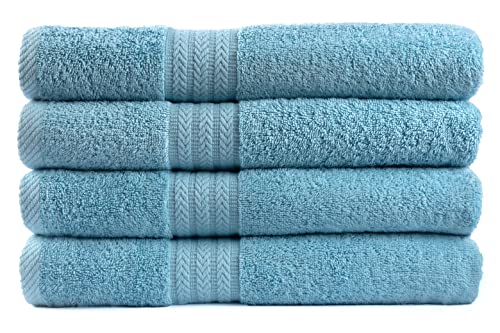 Akti Premium Bath Towels Set Of 4, Cotton Shower Towels For Bathroom Set, 580 Gsm Bath Towel Set, 27X54 Inches, Highly Absorbent & Quick Drying, Hotel Collection Towels - Sky Blue Towels #TOP21