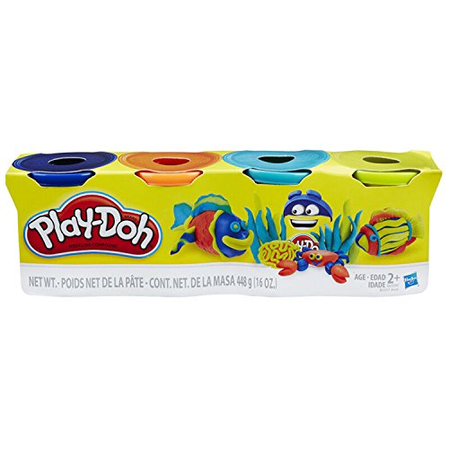 Play-Doh pack de 4 pot de pâte à modeler bleu orange jaune 16 oz